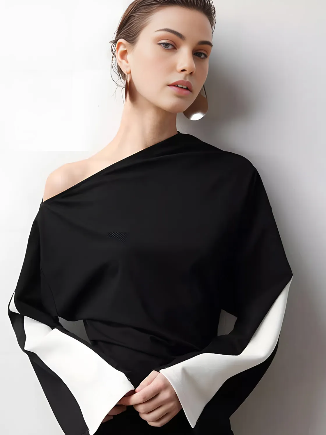COMMENSE Asymmetrical Color Block Jersey Blouse* Blouses & Shirts|Matching Sets