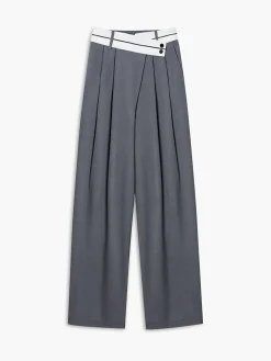 COMMENSE Asymmetrical Contrast Waistband Wide Leg Dress Pants* Wide Leg|Pants