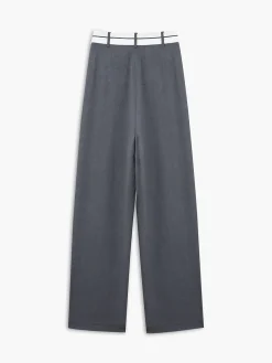 COMMENSE Asymmetrical Contrast Waistband Wide Leg Dress Pants* Wide Leg|Pants