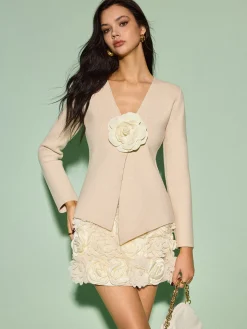 COMMENSE Asymmetrical 3D Flower Cardigan* Knitwear|Tops