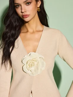 COMMENSE Asymmetrical 3D Flower Cardigan* Knitwear|Tops