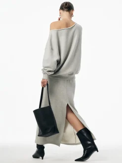 COMMENSE Asymmetrical Drawstring Pockets Skirt Set* Skirt Sets|Long Sleeve Sets