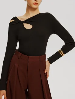 COMMENSE Asymmetrical Knotted Jersey Top* T-shirts|Tops