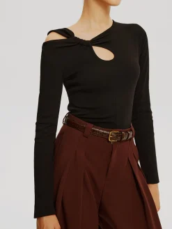 COMMENSE Asymmetrical Knotted Jersey Top* T-shirts|Tops