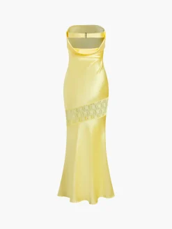 COMMENSE Asymmetrical Lace Strapless Tube Midi Dress* Cocktail & Party Dresses|Summer Dresses