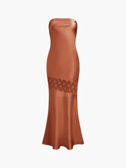 COMMENSE Asymmetrical Lace Strapless Tube Midi Dress* Cocktail & Party Dresses|Summer Dresses