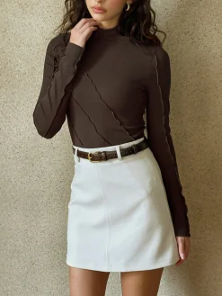 COMMENSE Asymmetrical Lettuce Trim Skinny Top* T-shirts|Tops