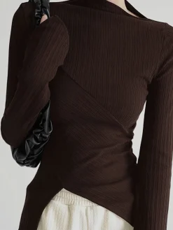 COMMENSE Asymmetrical Long Sleeve Slim Top* T-shirts|Tops