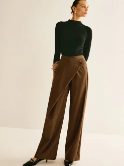 COMMENSE Asymmetrical Mid-Waist Straight Pants* Pants|Bottoms