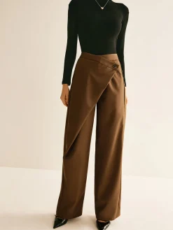 COMMENSE Asymmetrical Mid-Waist Straight Pants* Pants|Bottoms