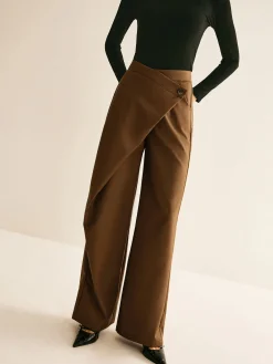 COMMENSE Asymmetrical Mid-Waist Straight Pants* Pants|Bottoms