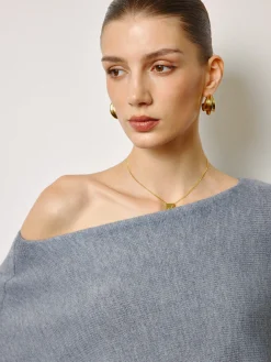 COMMENSE Asymmetrical Neck Leg-Of-Mutton Sleeve Sweater* Knitwear|Tops