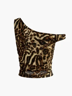 COMMENSE Asymmetrical Neck Leopard Printed Blouse* Blouses & Shirts