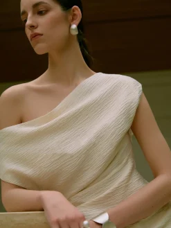 COMMENSE Asymmetrical Neck One Shoulder Off Pleated Blouse* Blouses & Shirts|Tops