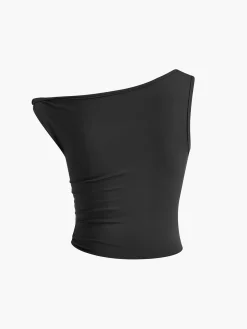 COMMENSE Asymmetrical Neck Ruched Top & Split Maxi Skirt Set* Skirt Sets|Long Sleeve Sets