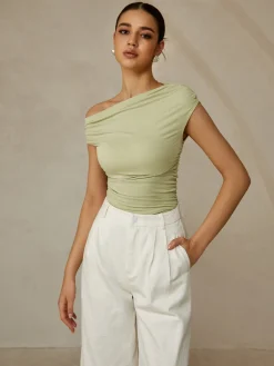COMMENSE Asymmetrical Neck Sleeveless T-Shirt* T-shirts|Tops