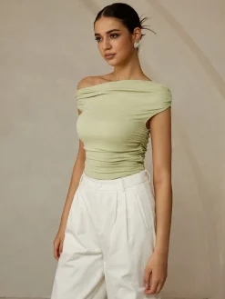 COMMENSE Asymmetrical Neck Sleeveless T-Shirt* T-shirts|Tops