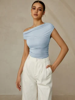 COMMENSE Asymmetrical Neck Sleeveless T-Shirt* T-shirts|Tops