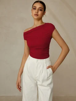 COMMENSE Asymmetrical Neck Sleeveless T-Shirt* T-shirts|Tops