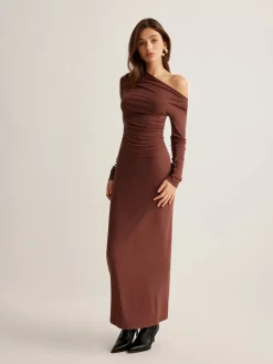 COMMENSE Asymmetrical Neck Slim Jersey Skirt Set* Skirt Sets|Long Sleeve Sets