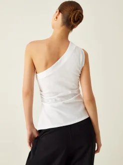 COMMENSE Asymmetrical Neck Split Tank Top* Tank Tops & Camis|Tops