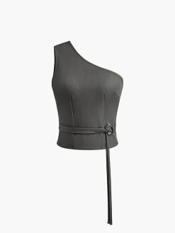 COMMENSE Asymmetrical Neck Tank Top* Tank Tops & Camis|Tops