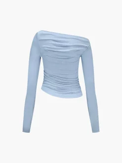 COMMENSE Asymmetrical Off Shoulder Long Sleeve Shirt* Sweater Tops|T-shirts