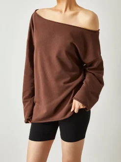 COMMENSE Asymmetrical Off Shoulder Solid Sweatshirt* Sweatshirts & Hoodies|Matching Sets