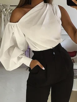 COMMENSE Asymmetrical Off Shoulder Blouse* Blouses & Shirts|Tops