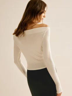 COMMENSE Asymmetrical Off-Shoulder Long Sleeve T-Shirt* T-shirts|Tops