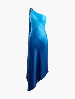 COMMENSE Asymmetrical One Shoulder Gradient Long Dress* Cocktail & Party Dresses|Summer Dresses