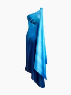 COMMENSE Asymmetrical One Shoulder Gradient Long Dress* Cocktail & Party Dresses|Summer Dresses