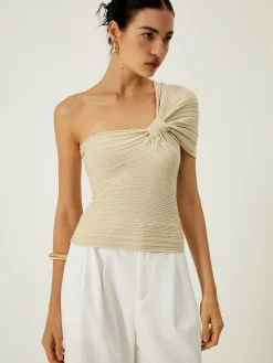 COMMENSE Asymmetrical One Shoulder Knotted Knit Top* Sweater Tops|Sweaters & Cardigans