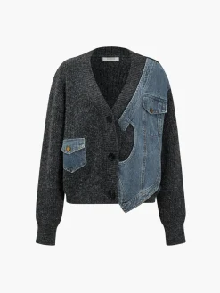 COMMENSE Asymmetrical Patchwork Pockets Cardigan* Cardigans|Sweaters & Cardigans