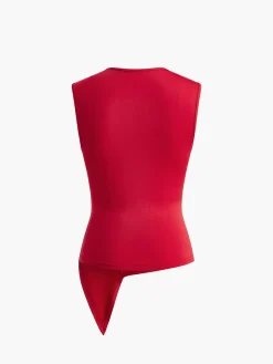 COMMENSE Asymmetrical Pleated Jersey Tank Top* Tank Tops & Camis|Tops