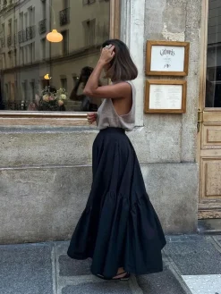 COMMENSE Asymmetrical Pleated Maxi Skirt* Skirts|Bottoms