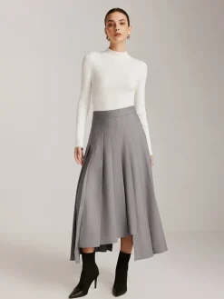 COMMENSE Asymmetrical Pleated Pockets Skirt* Skirts|Bottoms