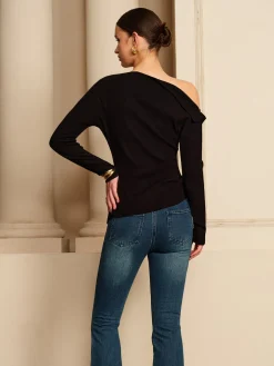 COMMENSE Asymmetrical Pleated Stretch Blouse* Blouses & Shirts|Tops
