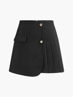 COMMENSE Asymmetrical Pleated Zipper Skirt* Skirts|Matching Sets