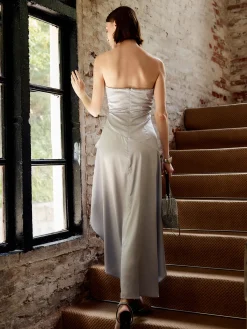 COMMENSE Asymmetrical Ruffle Strapless Dress* Cocktail & Party Dresses|Vacation Dresses
