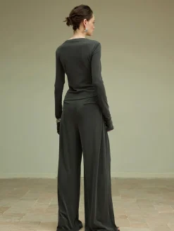 COMMENSE Asymmetrical Slim Jersey Blouse* Blouses & Shirts|Matching Sets