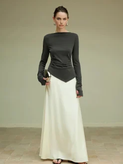 COMMENSE Asymmetrical Slim Jersey Blouse* Blouses & Shirts|Matching Sets