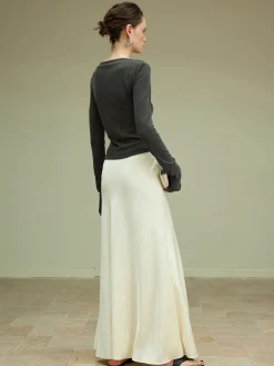 COMMENSE Asymmetrical Slim Jersey Blouse* Blouses & Shirts|Matching Sets