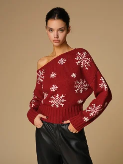 COMMENSE Asymmetrical Snowflake Knit Top* Sweater Tops|Sweaters & Cardigans