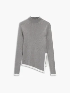 COMMENSE Asymmetrical Trim Mock Neck Sweater* Sweater Tops|Sweaters & Cardigans