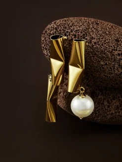 COMMENSE Asymmetrical Tube Pearl Drop Earrings* Earrings|Accessories