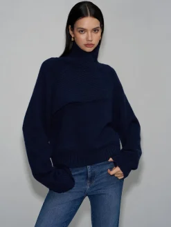 COMMENSE Asymmetrical Turtleneck Plain Sweater* Sweater Tops|Sweaters & Cardigans