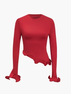 COMMENSE Asymmetrical Wave Trim Blouse* Blouses & Shirts|Tops