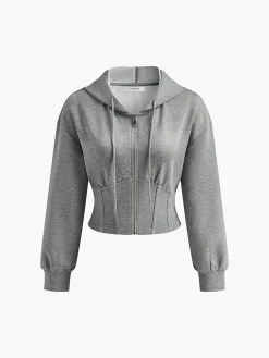 COMMENSE Athleisure Zipper Slim Hoodie* Sweatshirts & Hoodies|Tops