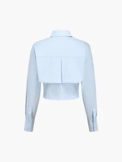 COMMENSE Baby Open Collar Double Layer Crop Shirt* Crop Tops|Blouses & Shirts